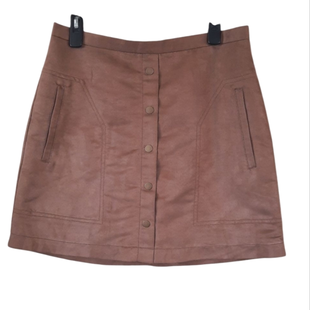 H&M Faux Suede Button Down Mini Skirt